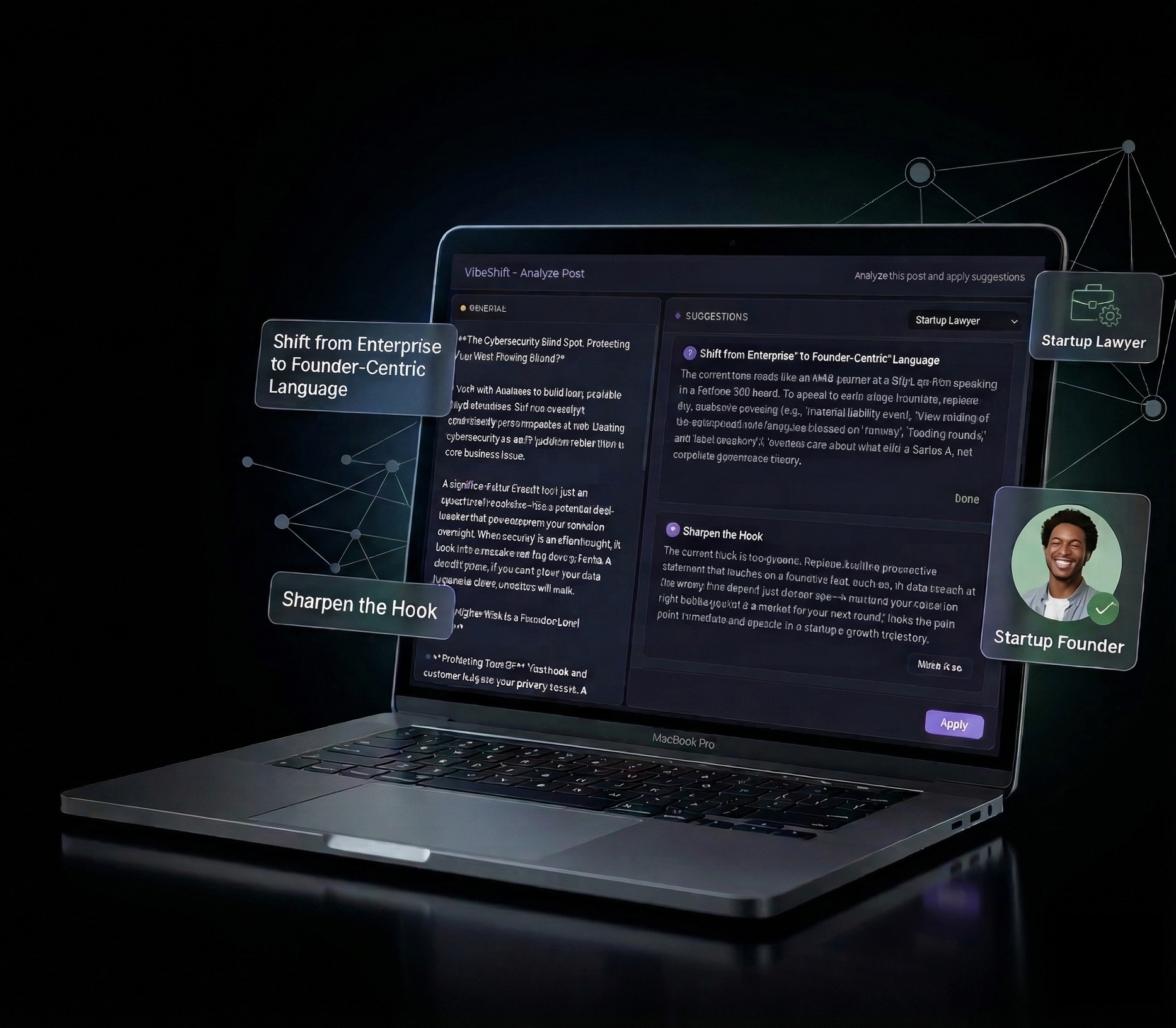 VibeShift AI Suggestions Mockup